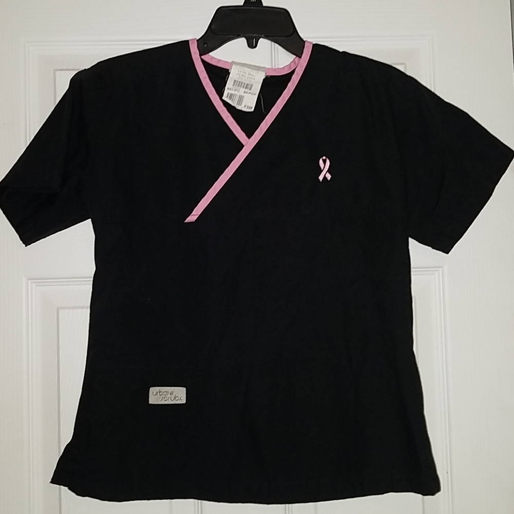 Urbane Scrub top Breast cancer awareness pink&blac